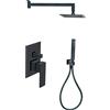 Kit doccia incasso quadrato nero opaco con soffione 20x20 cm