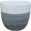Portavaso da interno in ceramica a righe Ø 13,5 x H 12,5 cm bianco e grigio