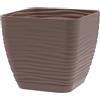 Vaso per piante Sahara in plastica con sottovaso 14x15x15 cm tortora