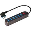 Multipla 6 prese 10/16 A spina 10 A nera