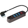Multipla 4 prese 10/16 A spina 10 A nera