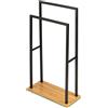 Wenko Porta asciugamani con 2 barre Bambusa nero 80 cm