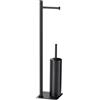 Piantana portarotolo e portascopino bagno Trilly H 63 cm nero opaco