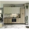 Cucina completa Rovigno 300 cm dx rovere grigio e bianco