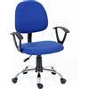 Sedia da ufficio in tessuto con braccioli Blu 60x56x84/94 cm