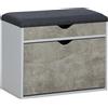 Panca scarpiera doppia profondità 1 anta 1 cassetto truciolare 60x30x50cm grigio