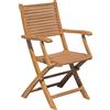 Sedia da giardino con braccioli pieghevole in legno