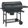 Barbecue a carbonella con tavolo pieghevole nero 70,5x35 cm