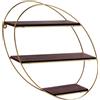 Mensola portaoggetti 3 ripiani in metallo + MDF H38xP10xL34,5 cm oro
