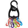 - 1 keyrack + s-biner moschettone collegato a 6 microlock in plastica nero