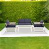 Salotto da giardino Papavero in alluminio bianco/blu 4 posti