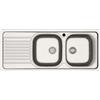 Lavello da incasso 2 vasche dx gocciolatoio sx 116x50 cm inox