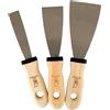 Kit 3 spatole stucco in acciaio con manico legno da 20 - 40 - 60 mm