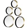 Trio Specchio Lia Ø 25/23/18/15 cm nero-oro 5 pz