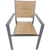 Sedia da giardino impilabile Alissa in alluminio antracite con seduta beige 6 pz