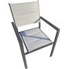 Sedia da giardino impilabile Alissa in alluminio bianco con seduta tortora 6 pz