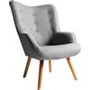 Poltrona lounge in tessuto braccioli e con gambe in legno 67x76xH 97 cm grigio