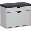 Scarpiera panca con scomparto superiore e cuscino 60x30 cm H 50 cm bianco