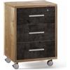 Cassettiera ufficio 3 cassetti 41x51x71 cm noce stelvio/ossido nero