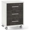 Cassettiera ufficio 3 cassetti 41x51x71 cm ossido bianco/ossido nero