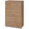 Cassettiera in kit 4 cassetti Sarmog 112x70x41 cm noce stelvio