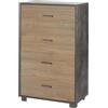 Cassettiera in kit 4 cassetti Sarmog 112x70x41 cm ossido nero/noce