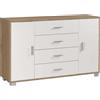Mobile cassettiera in kit Sarmog 4 cassetti 112x70x41 cm noce-bianco