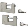 Thirard Set 2 lucchetti rettangolari 90 mm acciaio SH 6 chiavi uguali
