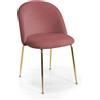 Sedia in velluto Sammi rosa antico struttura oro 50x57xh47/77,5 cm