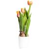 Tulipano finto in vaso 3 fiori Ø9,5x9,5x45 cm arancione