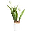 Tulipano finto in vaso 3 fiori Ø9,5x9,5x45 cm bianco