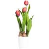 Tulipano finto in vaso 3 fiori Ø9,5x9,5x45 cm rosso