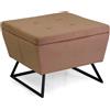 Puff in tessuto con gambe beige 58x58xh42,5 cm