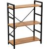Scaffale in metallo e legno Achille 3 ripiani 60x28x83,5 cm