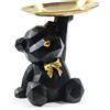 Statua orso nero in resina con vassoio 19x16.5xH19 cm assortito