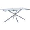 Tavolo fisso rettangolare con piano in vetro e gamba cromata 160x90x75 cm