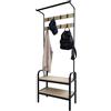 Appendiabiti in metallo e pannello truciolare con 2 ripiani 66x30x172 cm