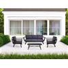 Salotto da giardino New Riverside in alluminio antracite con braccioli 5 posti