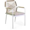 - Sedia da giardino con cuscino beige Dean in alluminio bianco 56x62x85 cm
