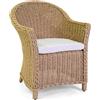 Poltrona da giardino con cuscino Oakland polyrattan naturale