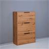 Scarpiera 3 ribalte doppia profondità 120x65x25 cm quercia
