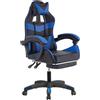 Sedia gaming reclinabile con poggiapiedi e supporto lombare nero/blu