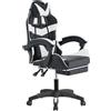 Sedia gaming reclinabile con poggiapiedi e supporto lombare nero/bainco