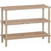 Scaffale portascarpe in legno di abete con 3 ripiani 63x26x49 cm