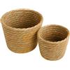 Set 2 cestini tondi Koh in seagrass naturale intrecciati a mano