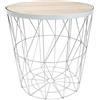 Tavolino contenitore Kaori con top in MDF Ø 38x40 cm bianco