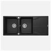 - Lavello granito 2 vasche gocciolatoio Idrostile sifone 500x224 mm grafite
