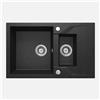 - Lavello granito 1.5 vasche gocciolatoio Idrostile sifone 490x194 mm grafite