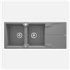 Lavello 2 vasche gocciolatoio Idrostile Florida sifone 500x224 mm grigio met
