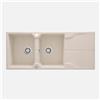 Lavello 2 vasche gocciolatoio Idrostile Florida sifone 500x224 mm beige